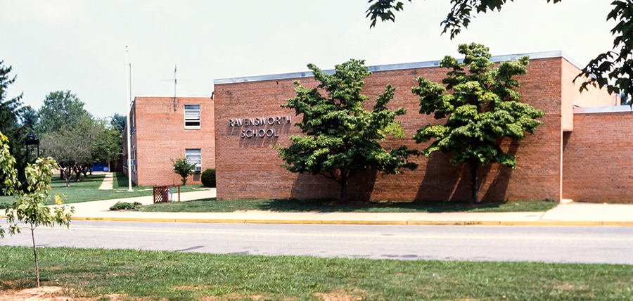 Color photograph of the exterior of Ravensworth Elementary School.