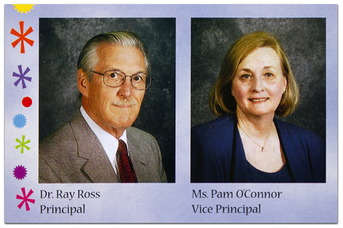 Ravensworth yearbook photographs of principals Ross and O’Connor taken in 2004.