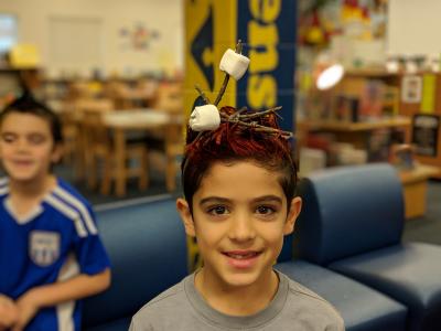 student with wacky hair