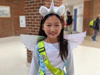 student dressed up for book character day