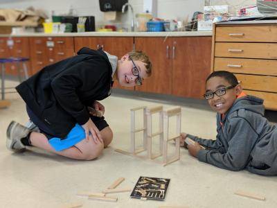image of students creating with blocks