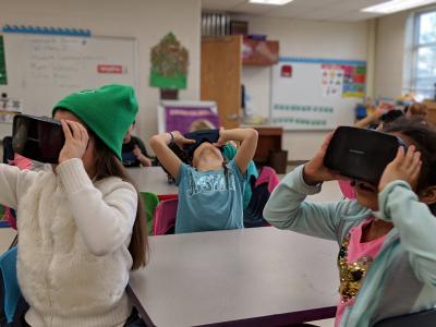 Students taking a virtual field trip